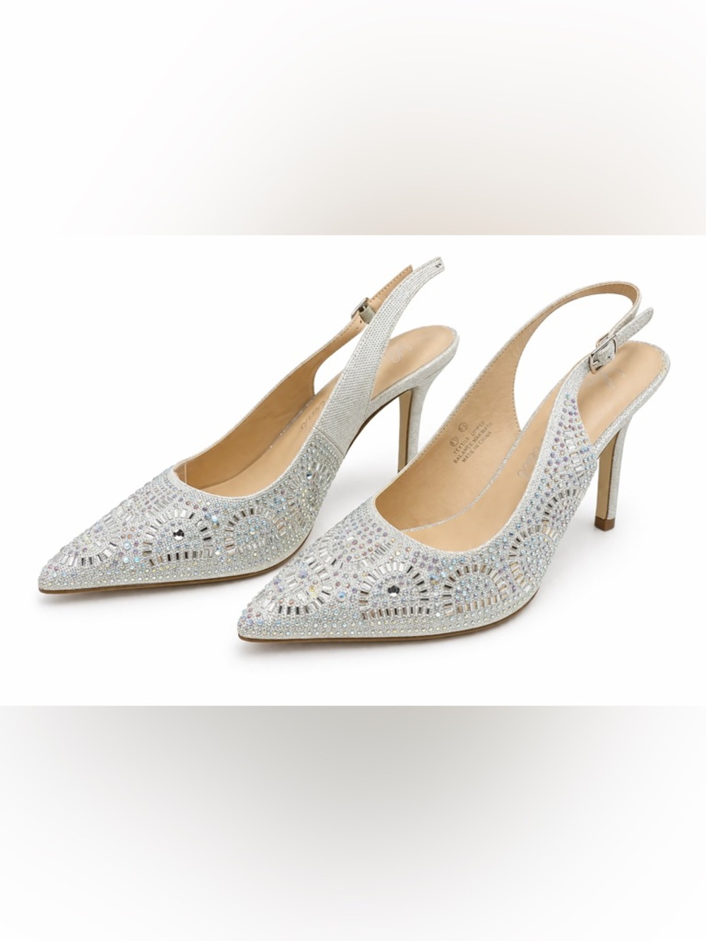 Lauryn Lorraine Rachel Crystal Rhinestone Slingback Heels Silver Bridal NIB 8.5